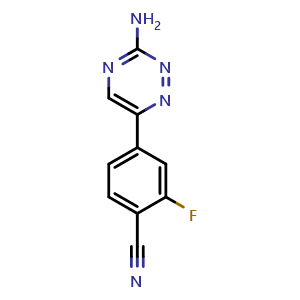 Chemical structure of 4-(3-Amino-1,2,4-triazin-6-yl)-2-fluorobenzonitrile , CAS 1197377-47-1, AChemBlock W160250