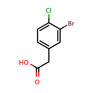 Chemical structure of 2-(3-Bromo-4-chlorophenyl)acetic acid , CAS 90004-80-1, AChemBlock W160252