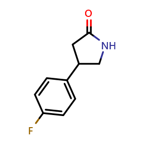 Chemical structure of 4-(4-Fluorophenyl)pyrrolidin-2-one , CAS 264122-82-9, AChemBlock W160254