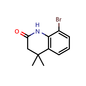 Chemical structure of 8-Bromo-4,4-dimethyl-3,4-dihydroquinolin-2(1H)-one , CAS 1187933-36-3, AChemBlock W160256