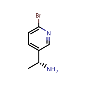 Chemical structure of (R)-1-(6-Bromopyridin-3-yl)ethanamine , CAS 1212942-90-9, AChemBlock W160282