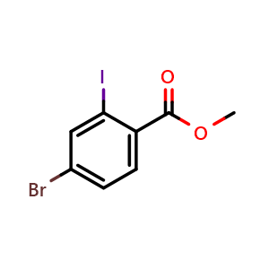 Chemical structure of Methyl 4-bromo-2-iodobenzoate , CAS 1093418-75-7, AChemBlock W160294