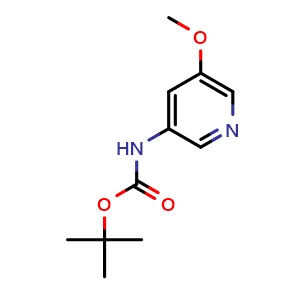 Chemical structure of tert-Butyl (5-methoxypyridin-3-yl)carbamate , CAS 342603-10-5, AChemBlock W160299