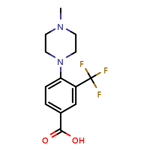 Chemical structure of 4-(4-Methylpiperazin-1-yl)-3-(trifluoromethyl)benzoic acid , CAS 677704-61-9, AChemBlock W160310