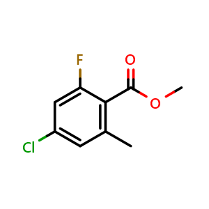Chemical structure of Methyl 4-chloro-2-fluoro-6-methylbenzoate , CAS 1805525-21-6, AChemBlock W160336