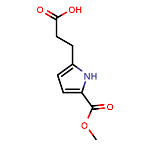 Chemical structure of 3-(5-(Methoxycarbonyl)-1H-pyrrol-2-yl)propanoic acid , CAS 1041430-19-6, AChemBlock W160349