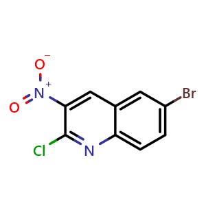 Chemical structure of 6-Bromo-2-chloro-3-nitroquinoline , CAS 754990-23-3, AChemBlock W160365
