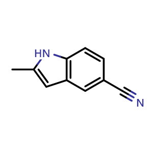 Chemical structure of 2-Methyl-1h-indole-5-carbonitrile , CAS 36798-24-0, AChemBlock W160367