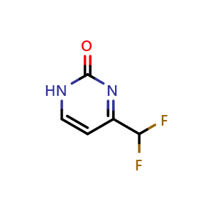 Chemical structure of 4-(Difluoromethyl)pyrimidin-2(1H)-one , CAS 1522243-39-5, AChemBlock W160372