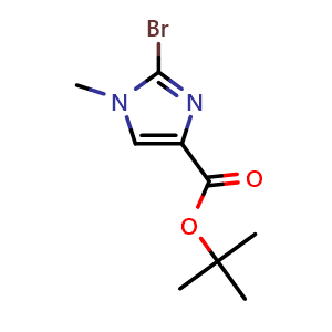Chemical structure of tert-Butyl 2-bromo-1-methyl-1H-imidazole-4-carboxylate , CAS 1987897-04-0, AChemBlock W160376