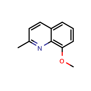 Chemical structure of 8-Methoxy-2-methylquinoline , CAS 3033-80-5, AChemBlock W160395