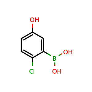 Chemical structure of (2-Chloro-5-hydroxyphenyl)boronic acid , CAS 913835-71-9, AChemBlock W160400