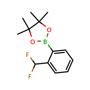 Chemical structure of 2-(2-(Difluoromethyl)phenyl)-4,4,5,5-tetramethyl-1,3,2-dioxaborolane , CAS 879275-72-6, AChemBlock W160415