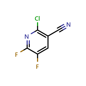 Chemical structure of 2-Chloro-5,6-difluoronicotinonitrile , CAS 1309371-71-8, AChemBlock W160429