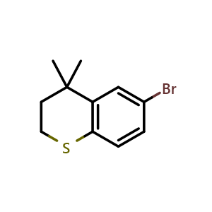 Chemical structure of 6-Bromo-4,4-dimethylthiochromane , CAS 112110-44-8, AChemBlock W160452
