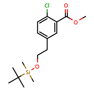 Chemical structure of Methyl 5-(2-((tert-butyldimethylsilyl)oxy)ethyl)-2-chlorobenzoate , CAS 1911653-45-6, AChemBlock W160483