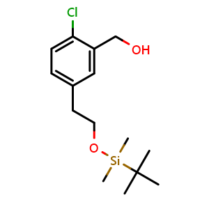 Chemical structure of (5-(2-((tert-Butyldimethylsilyl)oxy)ethyl)-2-chlorophenyl)methanol , CAS 1911653-46-7, AChemBlock W160484