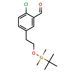 Chemical structure of 5-(2-((tert-Butyldimethylsilyl)oxy)ethyl)-2-chlorobenzaldehyde , CAS 1911653-47-8, AChemBlock W160485