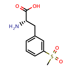 Chemical structure of (S)-2-Amino-3-(3-(methylsulfonyl)phenyl)propanoic acid , CAS 1270093-99-6, AChemBlock W160496