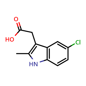 Chemical structure of 2-(5-Chloro-2-methyl-1H-indol-3-yl)acetic acid , CAS 19017-52-8, AChemBlock W160498