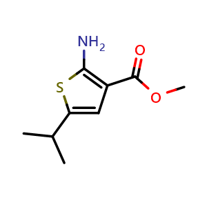 Chemical structure of Methyl 2-amino-5-isopropylthiophene-3-carboxylate , CAS 149587-85-9, AChemBlock W160510