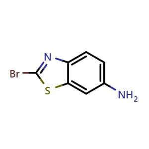 Chemical structure of 2-bromo-1,3-benzothiazol-6-amine , CAS 945400-80-6, AChemBlock W160511