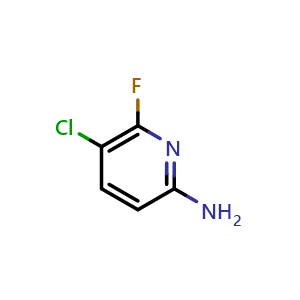 Chemical structure of 5-Chloro-6-fluoropyridin-2-amine , CAS 1378595-22-2, AChemBlock W160513
