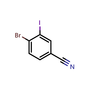 Chemical structure of 4-Bromo-3-iodobenzonitrile , CAS 1006715-27-0, AChemBlock W160518