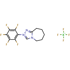 Chemical structure of 2-(Perfluorophenyl)-6,7,8,9-tetrahydro-5H-[1,2,4]triazolo[4,3-a]azepin-2-ium tetrafluoroborate , CAS 1609525-91-8, AChemBlock W160526