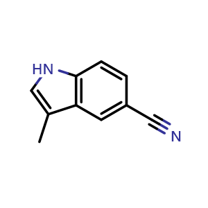 Chemical structure of 3-Methyl-1H-indole-5-carbonitrile , CAS 3613-06-7, AChemBlock W160542