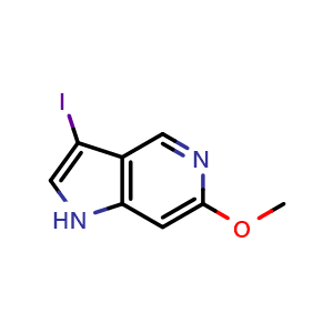 Chemical structure of 3-Iodo-6-methoxy-1H-pyrrolo[3,2-c]pyridine , CAS 1190315-47-9, AChemBlock W160546