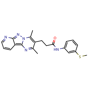 Chemical structure of 3-(2,4-Dimethylpyrido[2',3':3,4]pyrazolo[1,5-a]pyrimidin-3-yl)-N-(3-(methylthio)phenyl)propanamide , CAS 902614-04-4, AChemBlock W160576