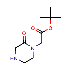 Chemical structure of tert-Butyl 2-(2-oxopiperazin-1-yl)acetate , CAS 176371-67-8, AChemBlock W160588