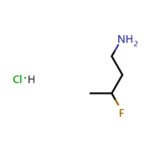 Chemical structure of 3-Fluorobutan-1-amine hydrochloride , CAS 1780799-10-1, AChemBlock W160601