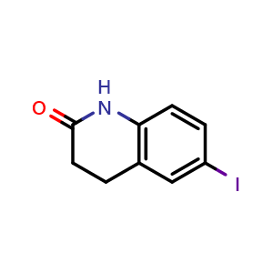 Chemical structure of 6-Iodo-3,4-dihydroquinolin-2(1H)-one , CAS 296759-29-0, AChemBlock W160611