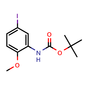 Chemical structure of tert-Butyl (5-iodo-2-methoxyphenyl)carbamate , CAS 1474060-74-6, AChemBlock W160620