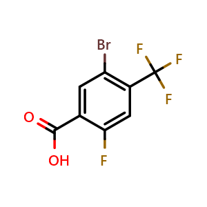 Chemical structure of 5-Bromo-2-fluoro-4-(trifluoromethyl)benzoic acid , CAS 1699741-92-8, AChemBlock W160622