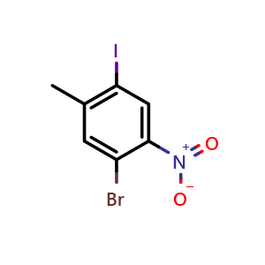 Chemical structure of 1-Bromo-4-iodo-5-methyl-2-nitrobenzene , CAS 1160573-63-6, AChemBlock W160631