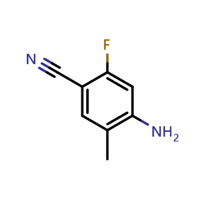Chemical structure of 4-Amino-2-fluoro-5-methylbenzonitrile , CAS 1357942-79-0, AChemBlock W160634