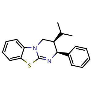 Chemical structure of (2S,3R)-3,4-Dihydro-3-isopropyl-2-phenyl-2H-pyrimido[2,1-b]benzothiazole , CAS 1203507-02-1, AChemBlock W160660