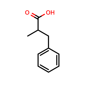 Chemical structure of 2-Methyl-3-phenylpropanoic acid , CAS 1009-67-2, AChemBlock W160666