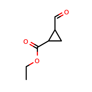 Chemical structure of Ethyl 2-formylcyclopropane-1-carboxylate , CAS 20417-61-2, AChemBlock W160683