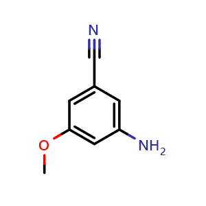Chemical structure of 3-Amino-5-methoxybenzonitrile , CAS 269411-71-4, AChemBlock W161817