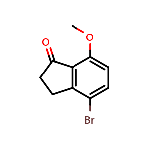 Chemical structure of 4-Bromo-7-methoxy-2,3-dihydro-1H-inden-1-one , CAS 5411-61-0, AChemBlock W161839