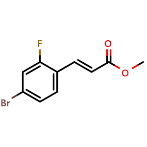Chemical structure of Methyl (E)-3-(4-bromo-2-fluorophenyl)acrylate , CAS 149947-09-1, AChemBlock W161845