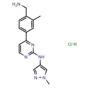 Chemical structure of 4-(4-(Aminomethyl)-3-methylphenyl)-N-(1-methyl-1H-pyrazol-4-yl)pyrimidin-2-amine hydrochloride , CAS 1798791-46-4, AChemBlock W161852
