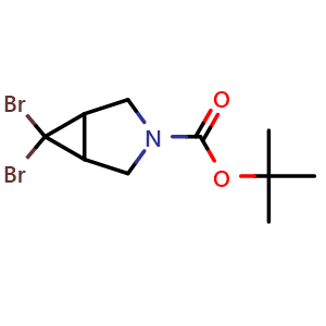 Chemical structure of tert-Butyl 6,6-dibromo-3-azabicyclo[3 1 0]hexane-3-carboxylate , CAS 2222867-27-6, AChemBlock W161867