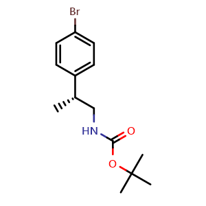 Chemical structure of tert-Butyl (R)-(2-(4-bromophenyl)propyl)carbamate , CAS 211315-53-6, AChemBlock W161888