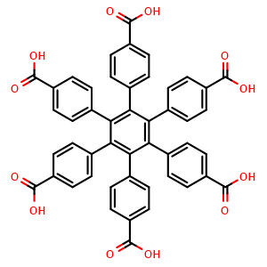 Chemical structure of 3',4',5',6'-Tetrakis(4-carboxyphenyl)-[1,1':2',1''-terphenyl]-4,4''-dicarboxylic acid , CAS 83536-16-7, AChemBlock W161915