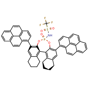 Chemical structure of N-(11bR)-(2-(4,6-Dihydropyren-1-yl)-4-oxido-6-(pyren-1-yl)-8,9,10,11,12,13,14,15-octahydrodinaphtho[2,1-d:1',2'-f][1,3,2]dioxaphosphepin-4-yl)-1,1,1-trifluoromethanesulfonamide , CAS 2109699-71-8, AChemBlock W161919